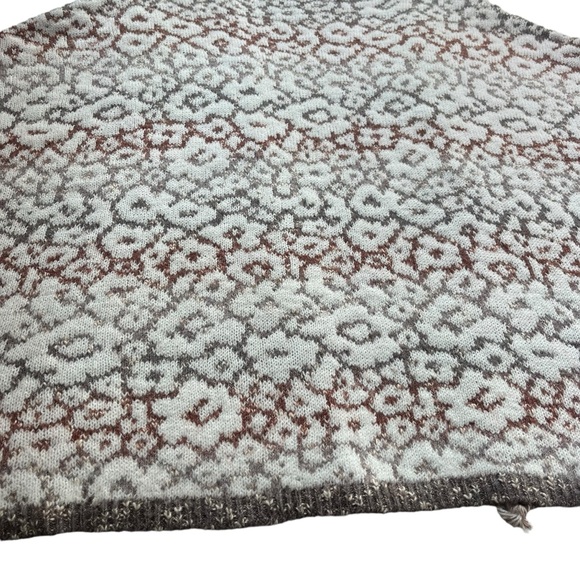 Knox Rose Womens S Cream Brown Jacquard Animal Print Floral Knit Poncho Cardigan - Picture 12 of 15